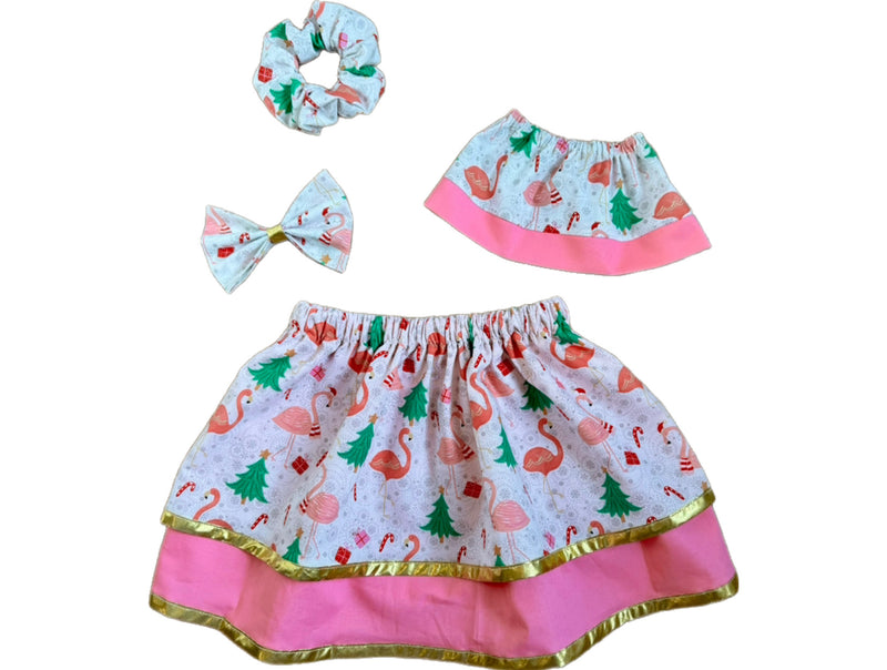 Christmas Flamingo Skirt