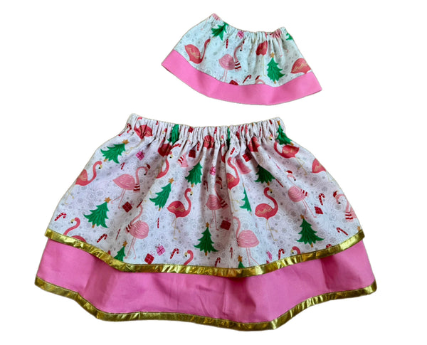 Christmas Flamingo Skirt